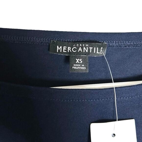 NWT J Crew Mercantile Womens Gingham Faux Layered Boatneck Top Navy Blue Size XS - Picture 10 of 10